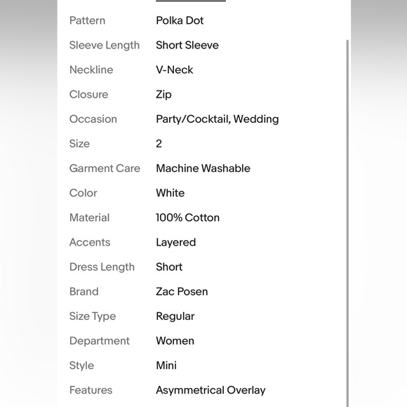Zac Zac Posen Prim Dress Size 2 Mini Dress, White - Picture 8 of 8